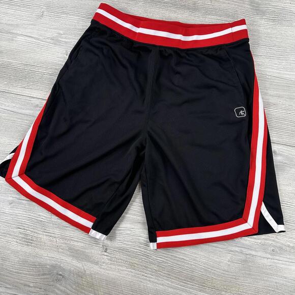 AND1 Other - VTG And 1 Basketball Shorts Mens Medium Black Shiny Dazzle Red White Chalkline